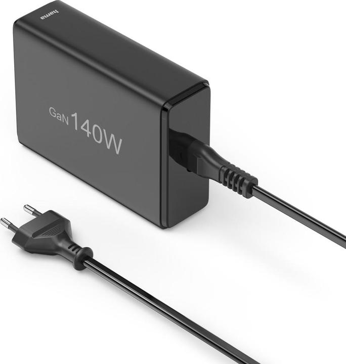 Produktbild Hama Ladestation 5 Ports, GaN, Schnellladegerät, 3xUSB-C, 2xUSB-A, PD, 140 W, SW (140 W)