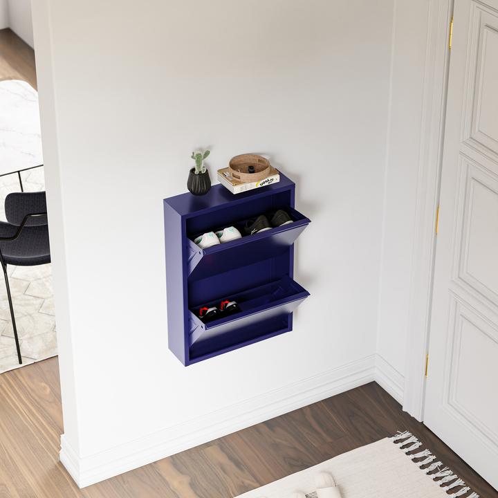 Produktbild En.Casa Schuhkipper Sokndal mit 2 Klappen Nachtblau