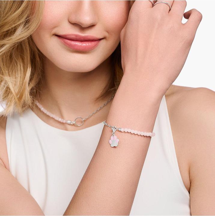 Image du produit Thomas Sabo Charm bracelet avec perles de quartz rose et maillons en argent (19 cm, Émail, Argent 925)
