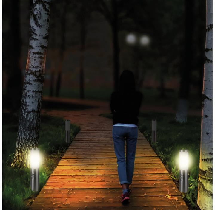 Produktbild V-TAC Poller-Aussenleuchte VT-838, IP44, E27, PIR-Sensor, 450mm, Edelstahl, VT-8964, Nickel-satiniert (200 lm, E27, IP44)