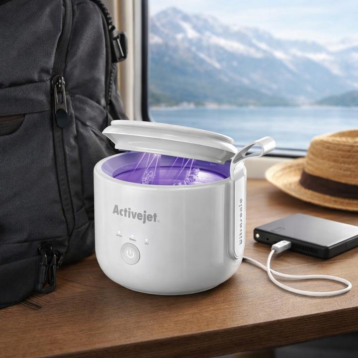 Produktbild Activejet Ultraschallreiniger UV Akku USB AUC-198 weiss (48 kHz, 0.13 l)