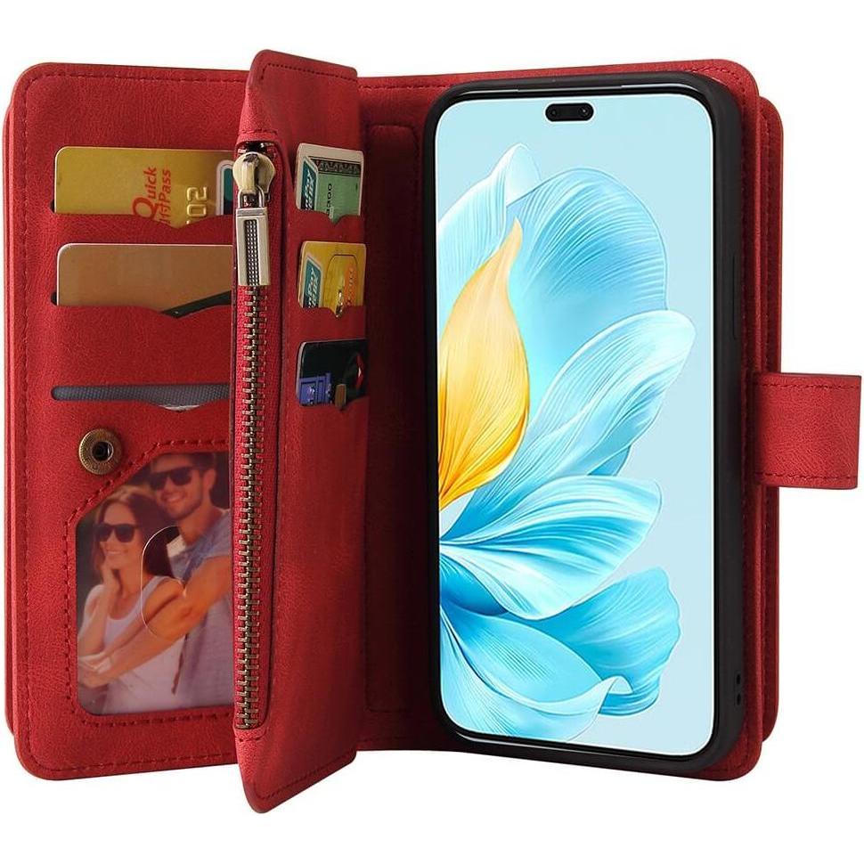 Cover-Discount, Portemonnaie, HONOR 200 Lite - Brieftaschen Hülle Portemonnaie, Rot