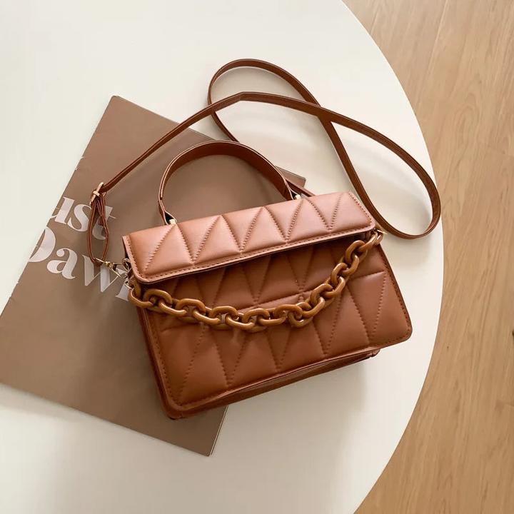 Immagine prodotto Only-Bags.Store Borse a tracolla a quadri solidi, borsa a tracolla con decorazione a catena per tutti i giorni