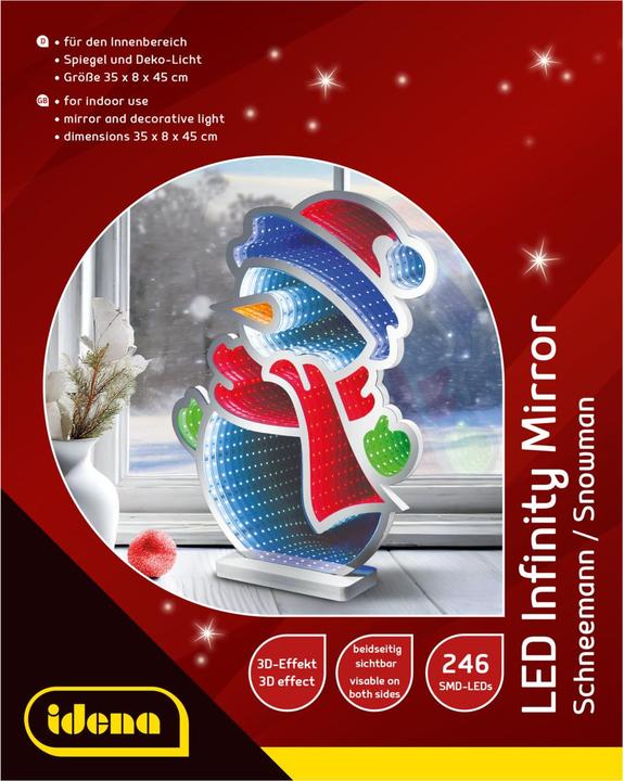 Produktbild Idena LED Infinity Mirror Schneemann 35x8x45cm