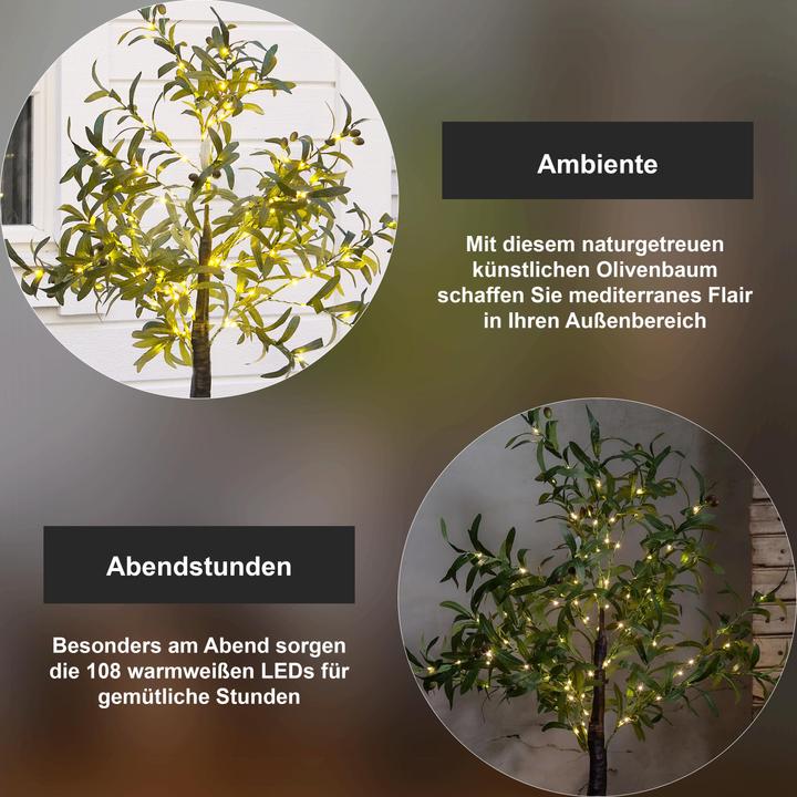 Image du produit Star Trading Arbre de décoration Olivec, 108 LED, 120 cm, vert (51 lm, IP44)