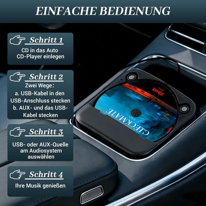 Image du produit Dislind Externer Auto CD-Player mit USB/AUX-Anschluss