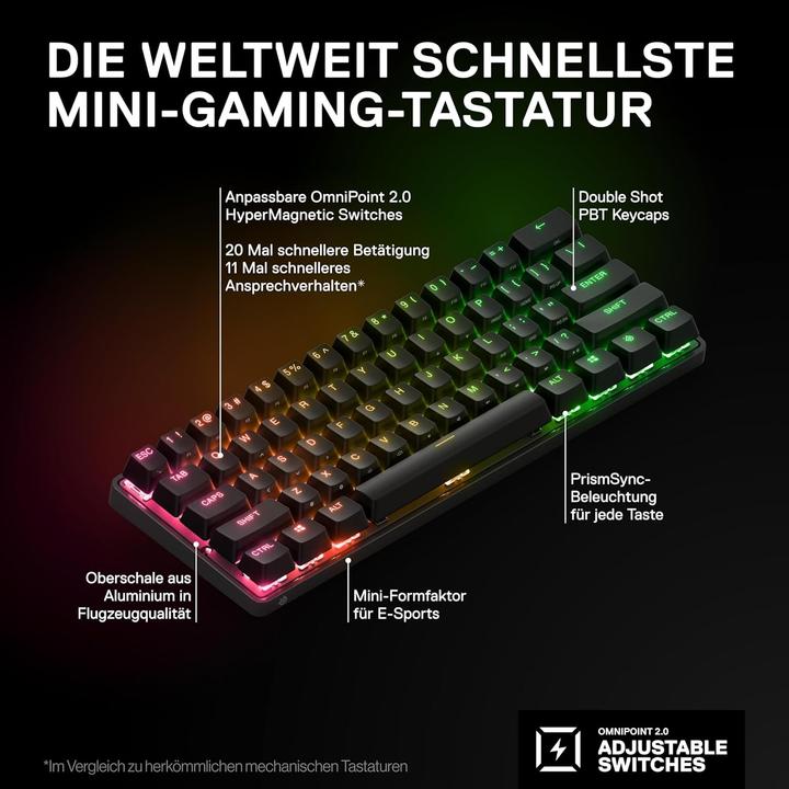 Image du produit SteelSeries Apex Pro Mini (US, Filaire, Sans fil)