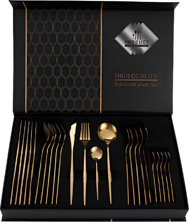 Actual product image Cheffinger CF-22127-GD 24 teiliges Besteckset (24 Piece, Cutlery set)