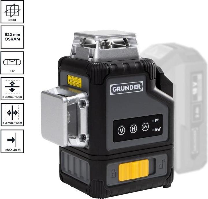 Productafbeelding Grunder DRAADLOZE LASERWATERPAS LY-360G 18V GROEN