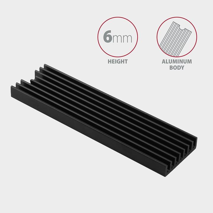 Actual product image Axagon CLR-M2L6 passive M.2 SSD heatsink - 2280, 6 mm height, aluminium
