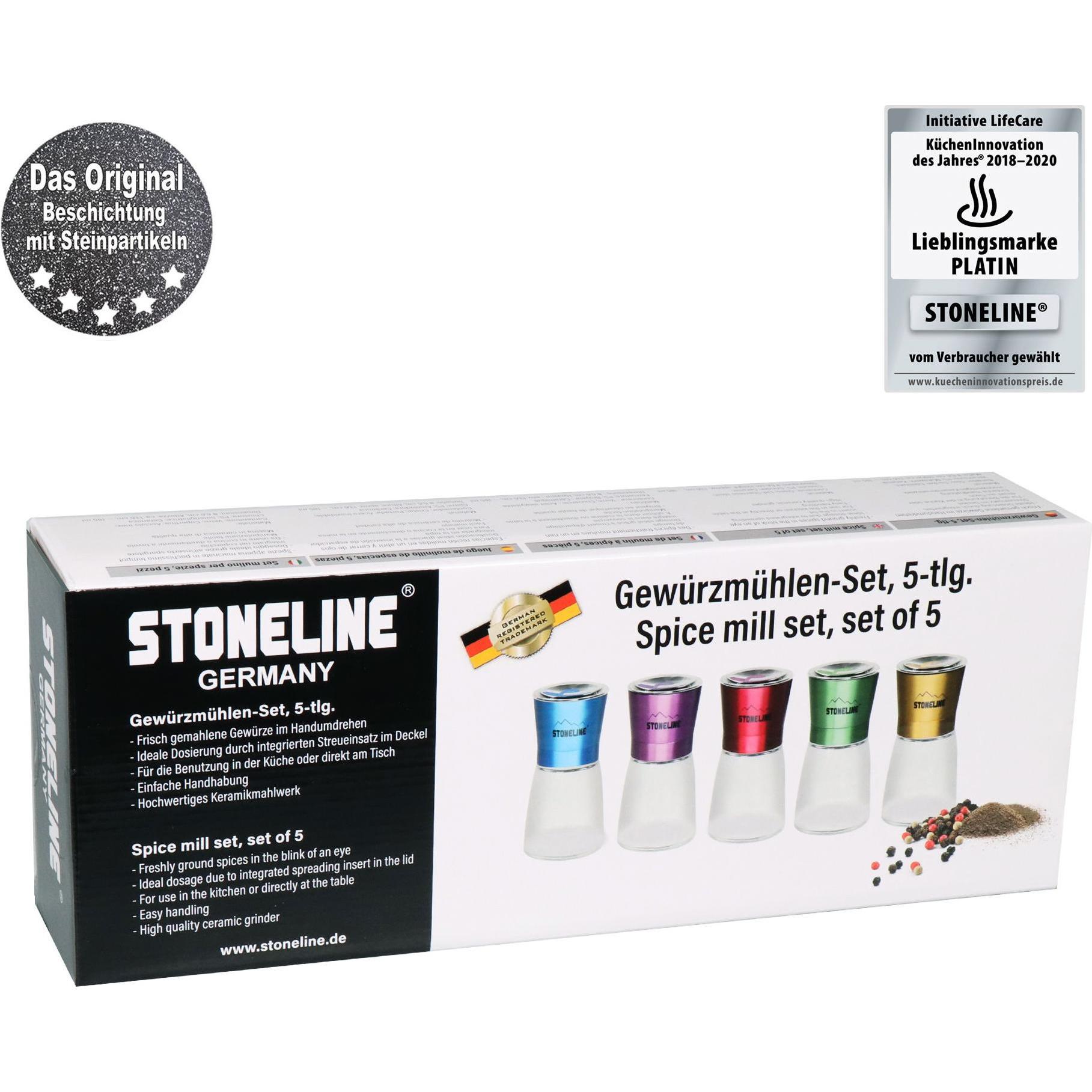 Thumbnail - Stoneline Salz- / Pfeffermühlen-Set, 5-tlg., Pfeffermühle + Salzmühle, Mehrfarbig