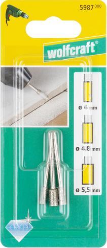 Image du produit wolfcraft 1 jeu de meules sur tige cyl. diamant, 3 pcs.