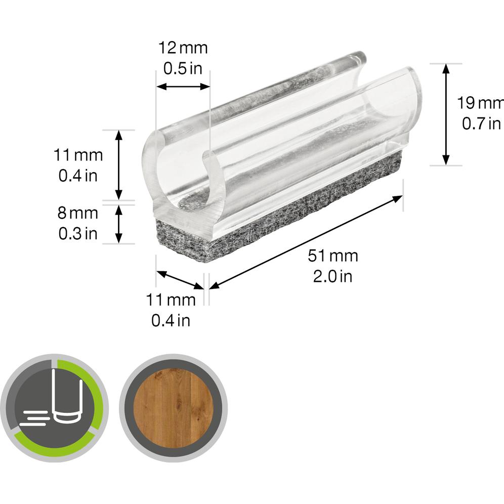 Thumbnail - Wagner System, Möbelgleiter + Schutzpuffer, Klemmschalengleiter (Filzgleiter, 4 Stück)