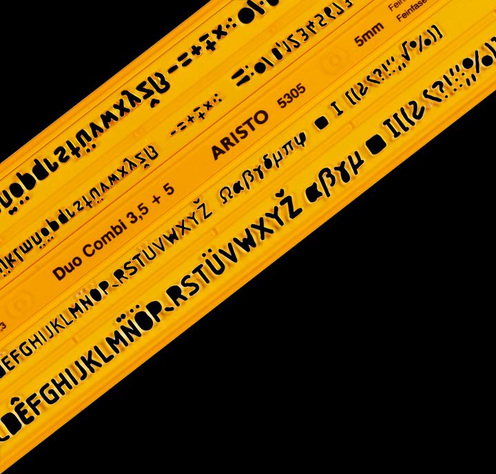 Produktbild Aristo AR5305, Kunststoff Buchstaben-/Zahlen-/Zeichenschablone (245 mm)