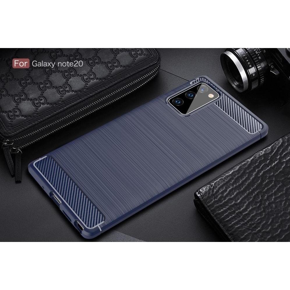 Thumbnail - Cover-Discount Galaxy Note 20 - Metall Carbon Look Gummi Hülle dunkelblau (Samsung Galaxy Note 20), Smartphone Hülle, Bl...