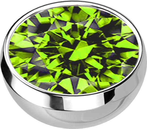 Immagine prodotto Star Piercing Micro Halbkugel silber mit Kristall hellgrün (senza ottone, Acciaio chirurgico 316L)