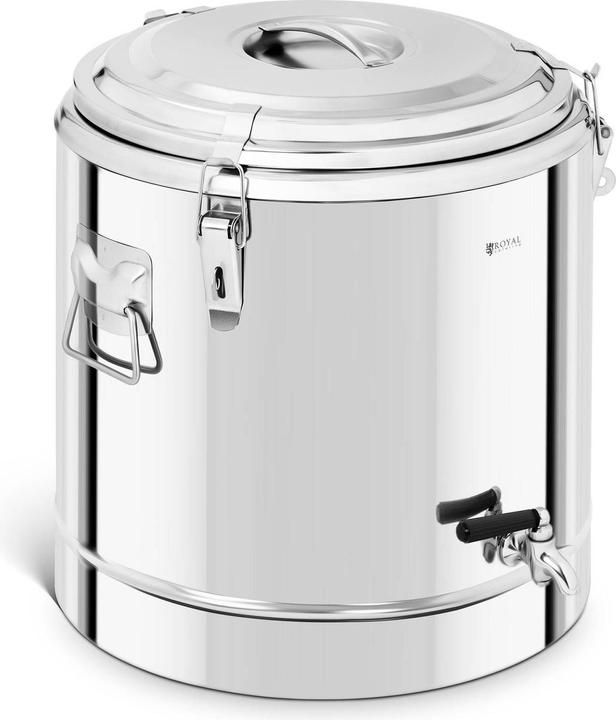 Royal Catering Thermobehälter Edelstahl Thermobox Warmhaltebehälter Speisen Ablasshahn 35 L (35 l)