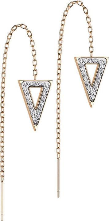 Actual product image Star Piercing Stud Earrings Rose Gold Free Falling Chain Triangle with Crystals (without brass, Surgical steel 316L)