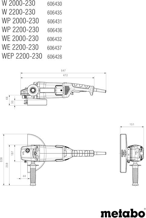Actual product image Metabo Ø 230mm angle grinder WE 2200-230 (230 mm)