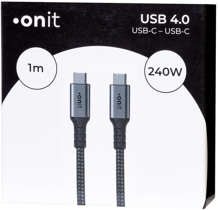 Image du produit Onit Câble USB4 Premium USB C - USB C 1 m, gris/noir (1 m, USB 4.0, 240 W)