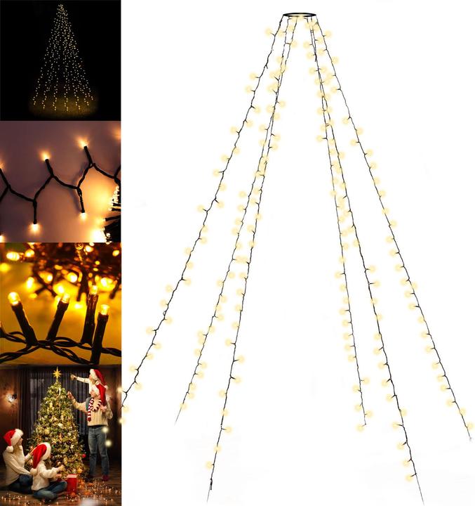 Produktbild Toboli Christbaumbeleuchtung mit Ring 192 LEDs 6x2m Lichterkette Weihnachtsbaum