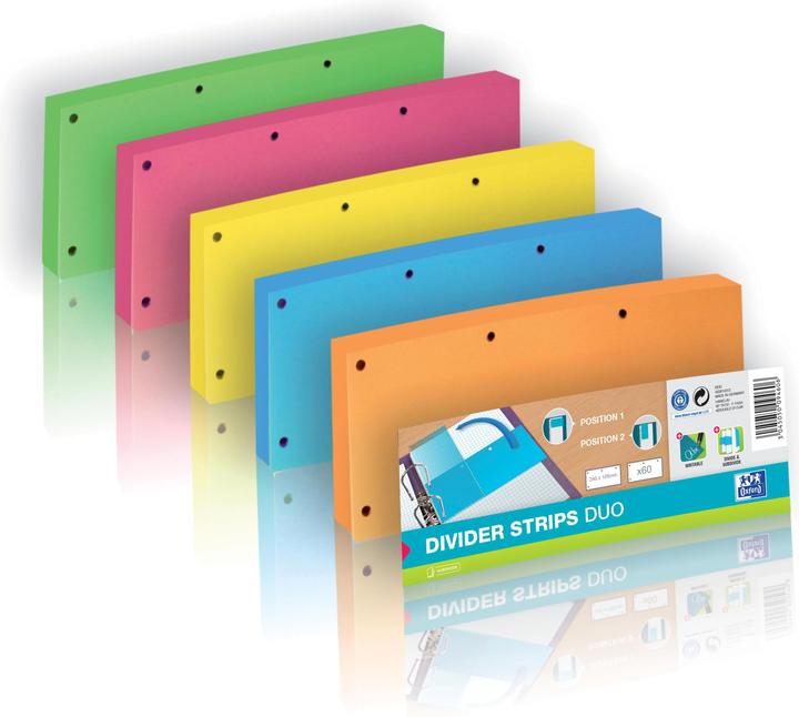 Produktbild Oxford Trennstreifen Duo, aus Karton, 240 x 105 mm, grün Lochung auf Längs- und Querseite