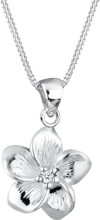 Elli DIAMONDS Halskette Frangipani Blüte Diamant (0.03 ct) 925 Silber (925 Sterling Silber, 45 cm)