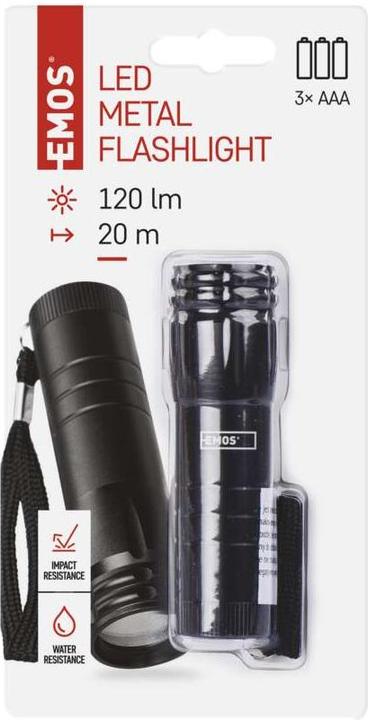 Actual product image Emos COB LED metal torch P4704, 100 lm, 3x AAA (10.20 cm, 120 lm)