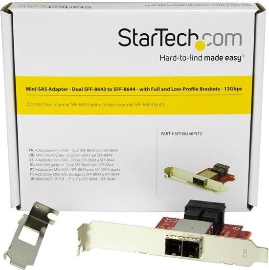 Actual product image StarTech 2X SFF-8643 TO 8644 ADAPTER
