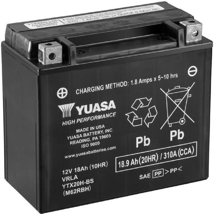 Produktbild Yuasa AGM Motorradbatterie 12V 18.9Ah 310A (12 V, 18.90 Ah, 310 A)