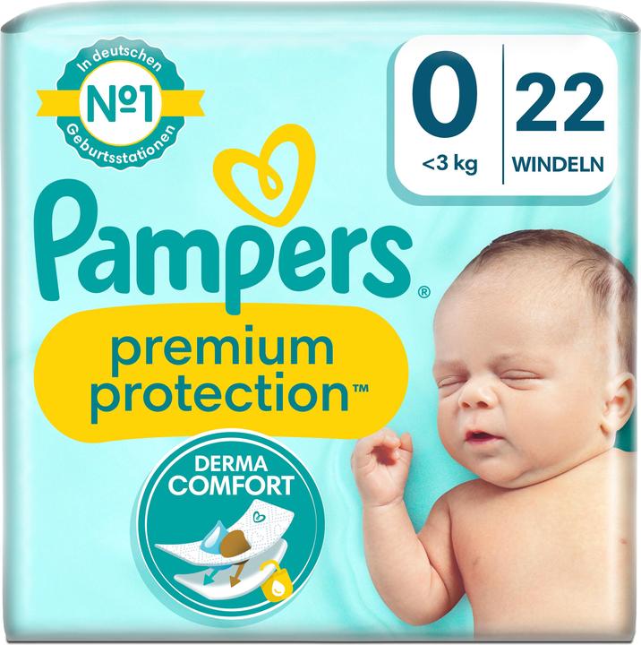Produktbild Pampers Premium Protection (Gr. 0, Tragepack, 22 Stück)