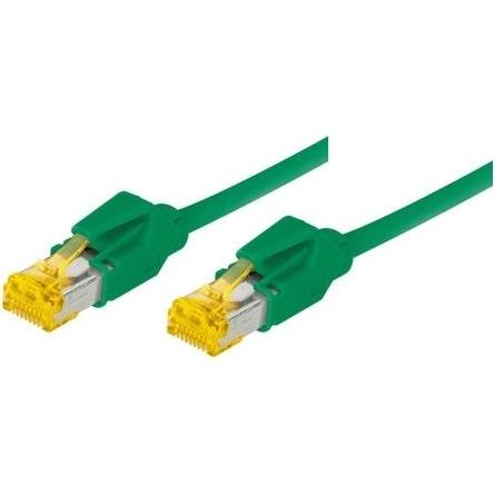 Tecline Patchkabel S/FTP, PiMF, Cat 6a, grün, 10,0 m Für 10 Gigabit/s, halogenfrei, mit Draka-Kabel und Hiro (SFTP, CAT6...