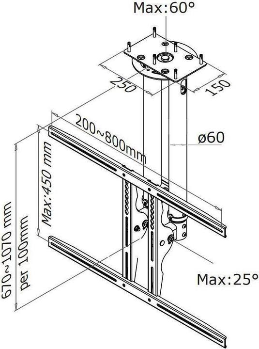 Actual product image Neomounts Plasma-C100 (Ceiling, 50 kg, 37" - 75")