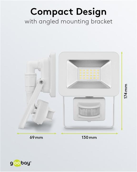 Actual product image Goobay LED outdoor spotlight, 20 W, with motion detector (1706 lm, IP44)