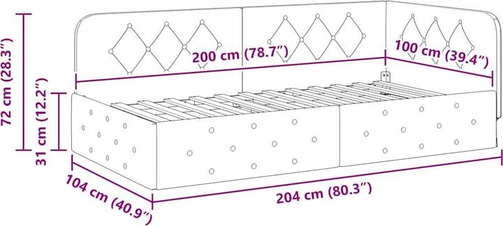 Image du produit vidaXL Eckbettgestell (100 x 200 cm)