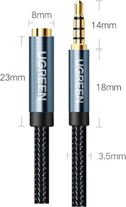 Image du produit Ugreen AUX jack audio extender 3.5 mm AV118, 0,5m (blue) (0.50 m, Jack 3,5 mm (AUX))