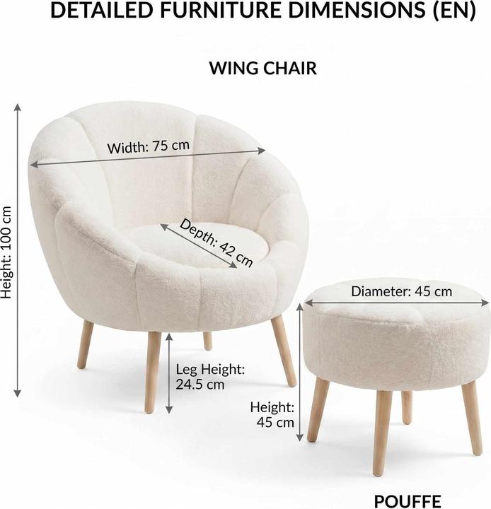Produktbild Atelier del Sofa Lida Wing Chair & Pouffe Set (2 Pieces)