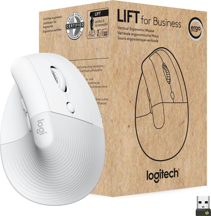 Productafbeelding Logitech Lift Voor Zaken Off-White/Lichtgrijs (Draadloze)