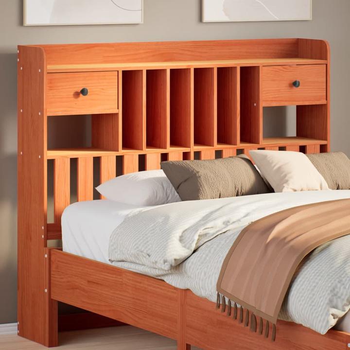 Produktbild VidaXL Kopfteil Bettkopfteil Betthaupt mit Stauraum Wachsbraun 120cm Massivholz