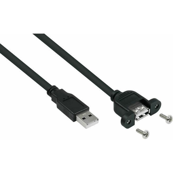 Good Connections Kabelmeister USB 2.0 an USB-A Buchse CU 0,5m schwarz (0.50 m, USB 2.0), USB Kabel