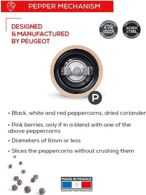 Produktbild Peugeot FIDJI Pfeffermühle Buchenholz matt 12 cm (Pfeffer)