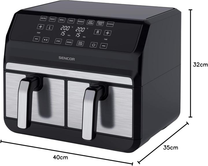 Image du produit Sencor Friteuse à air double, technologie de circulation rapide, commande tactile, prête en 3 minutes