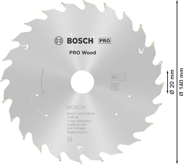 Productafbeelding Bosch Professional Zubehör Cirkelzaagblad Standaard voor hout, 140x1,5/1x20, 24 tanden