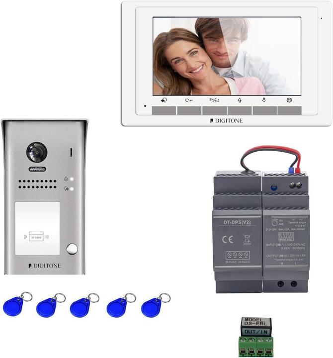 Image du produit Digitone Interphone vidéo de porte avec moniteur couleur, caméra grand angle et lecteur de cartes intégré