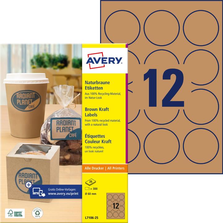 Actual product image Avery Naturbraune labels