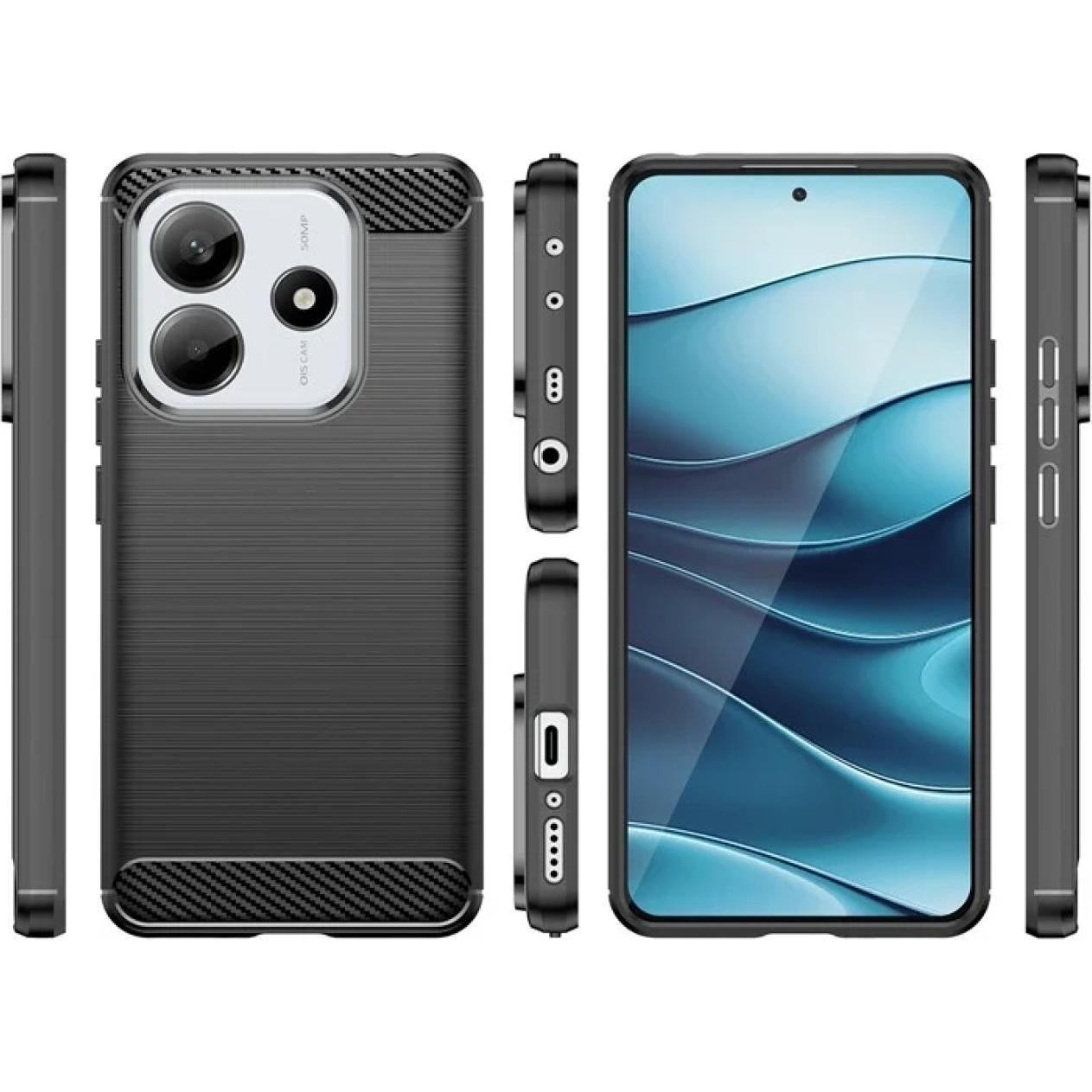 Thumbnail - Screenguard Hülle Carbon Brushed Soft TPU (Xiaomi Redmi Note 14 Pro 5G), Smartphone Hülle, Schwarz