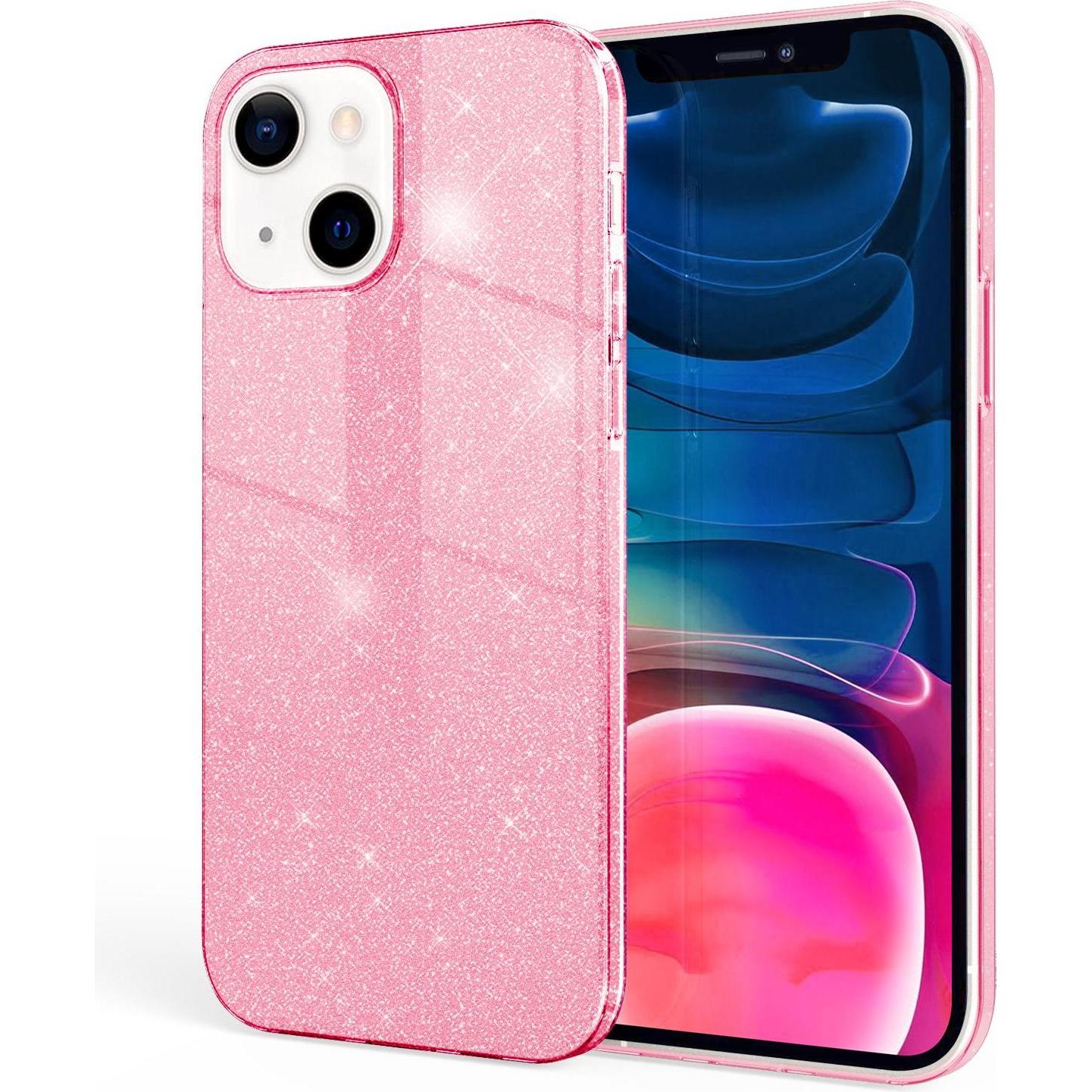Nalia Glitzer Handyhülle (Apple iPhone 13 mini), Smartphone Hülle, Pink