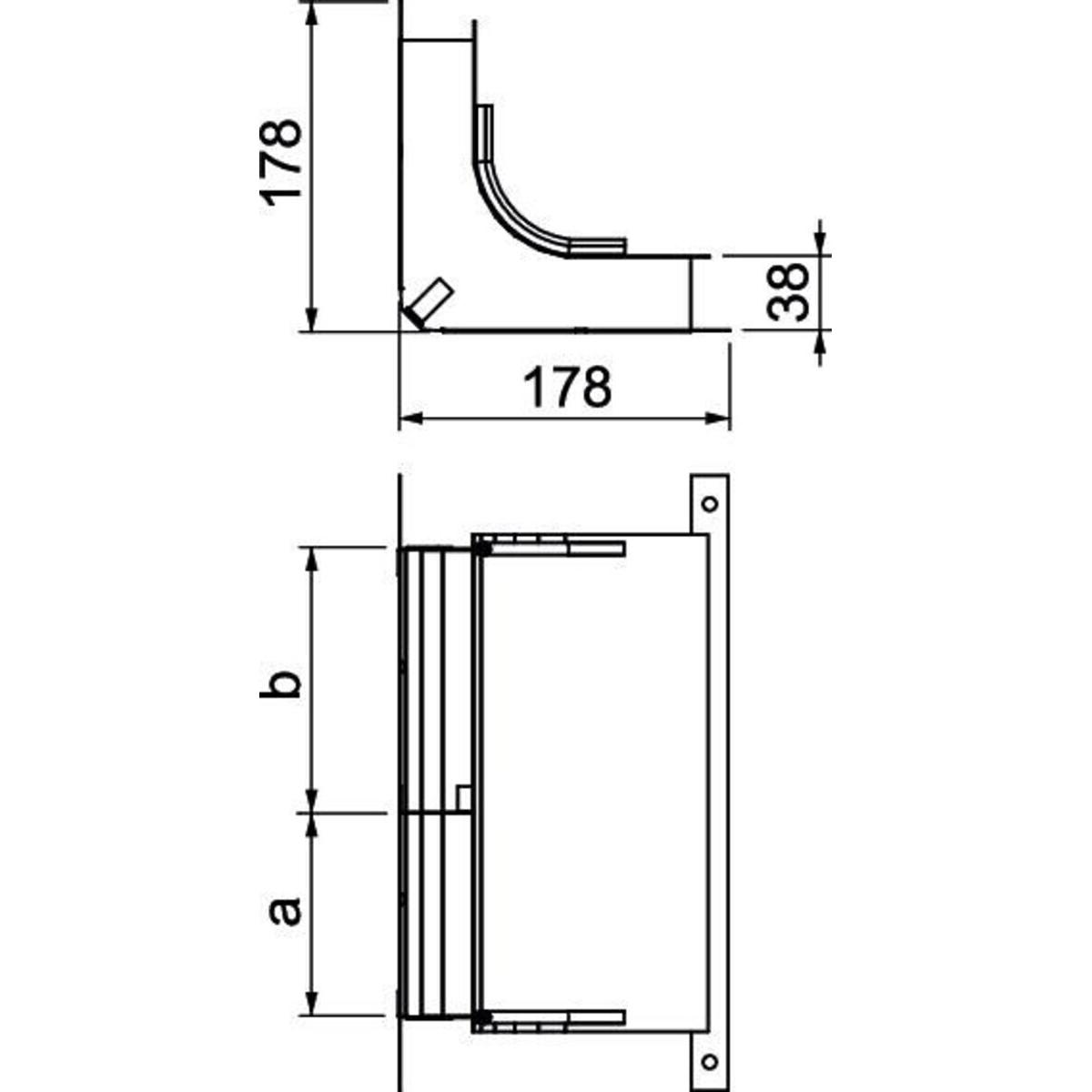 Thumbnail - OBO Bettermann KV2 25038-2 Vertikalkrümmer 2-zügig f.EÜK-2 330x177,7x177,7 7400637, Elektronikzubehör + Gehäuse, Silber