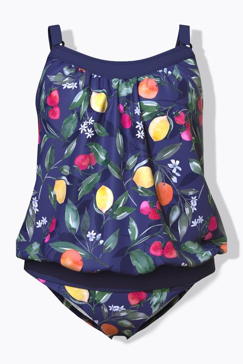 Actual product image Ulla Popken Fruit Print Elastic Hem Tankini Set (42)