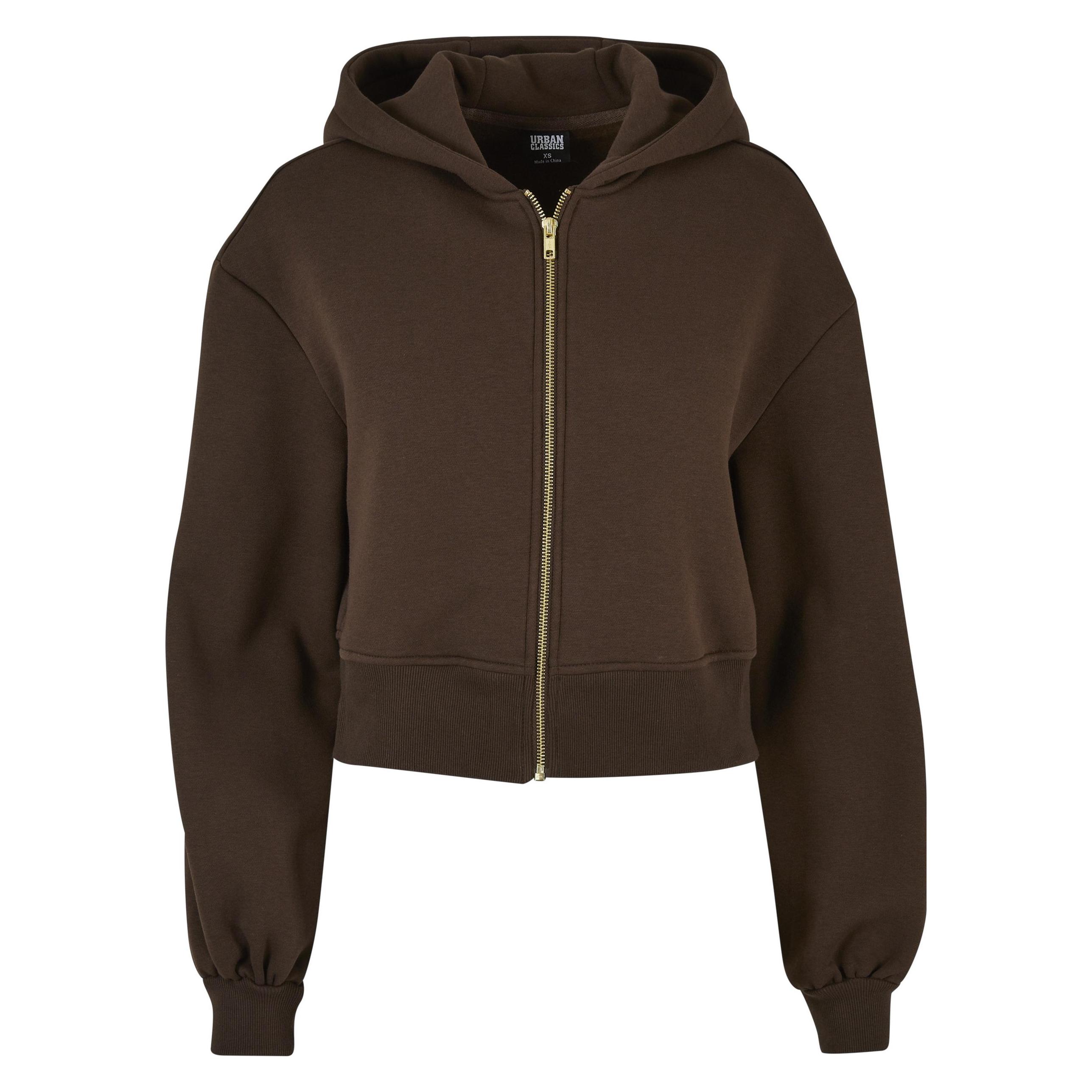 Urban Classics, Damen, Pullover, Ladies Short Oversized Zip Jacket - 16656, Braun, (3XL)